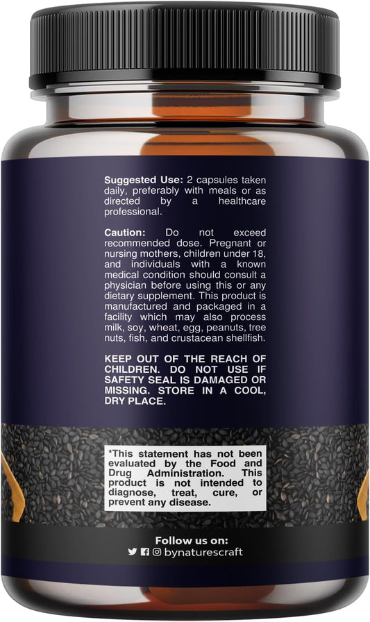 Black Seed Oil Capsules Nigella Sativa Omega 3 6 9 Vegan 120 Count
