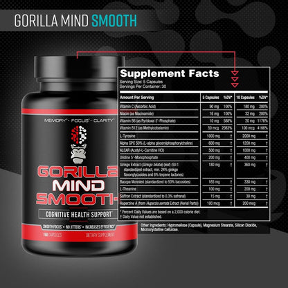 Gorilla Mind Smooth Nootropic Supplement 150 Capsules