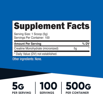 Nutricost Micronized Creatine Monohydrate Powder 500 g 100 Servings