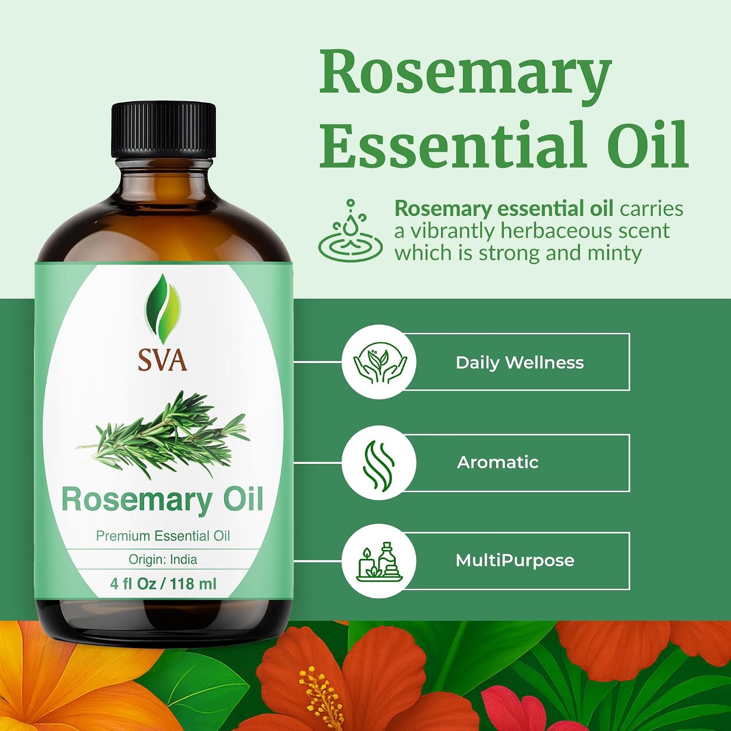 SVA Rosemary Essential Oil with Dropper 4 fl oz