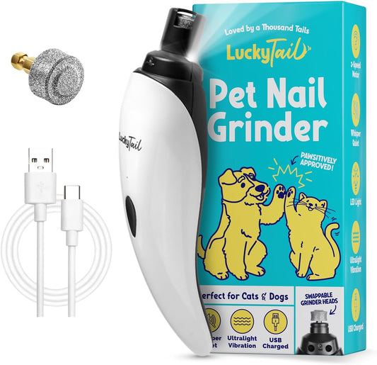 LuckyTail Pet Nail Grinder – USB Rechargeable Dog & Cat Nail Trimmer with LED Lights, 2 Speeds