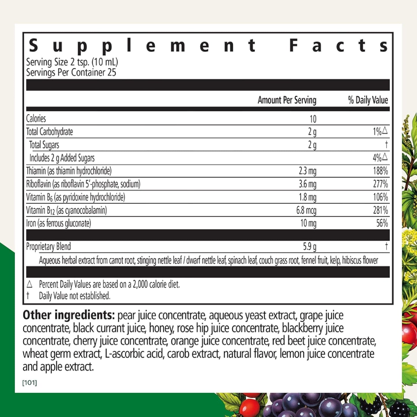 Floradix Iron and Herbs Liquid Supplement with Vitamin C and B Complex 8.5 fl oz