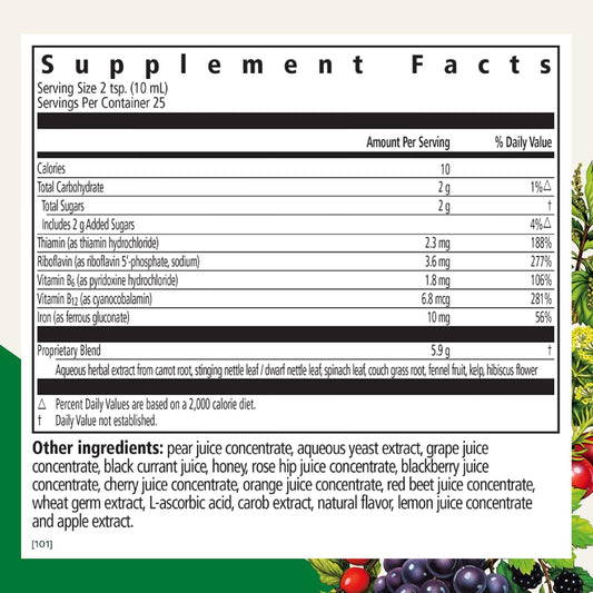 Floradix Iron and Herbs Liquid Supplement with Vitamin C and B Complex 8.5 fl oz