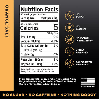 LMNT Zero Sugar Electrolytes Orange Salt Drink Mix 30 Count