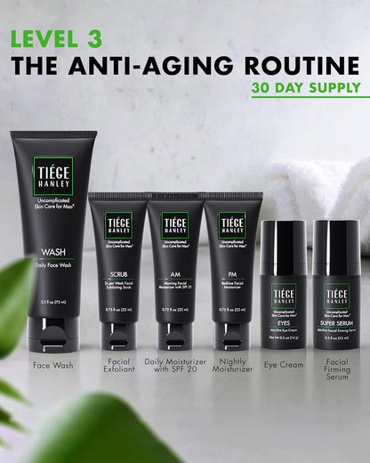 Tiege Hanley Men’s Skin Care Set Level 3 Face Wash Scrub Moisturizers Eye Cream Serum 6 Piece Kit