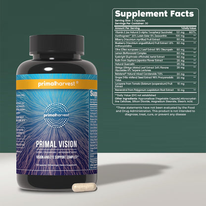 Primal Harvest Primal Vision Lutein Zeaxanthin Vitamin A Zinc Capsules 2 Pack  Description (3–5 lines):