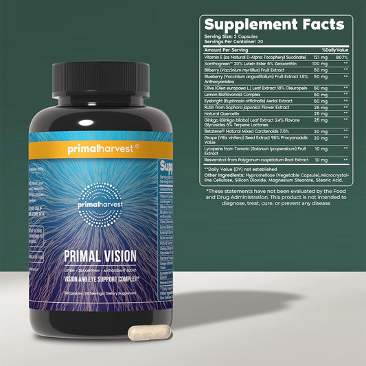 Primal Harvest Primal Vision Lutein Zeaxanthin Vitamin A Zinc Capsules 2 Pack  Description (3–5 lines):