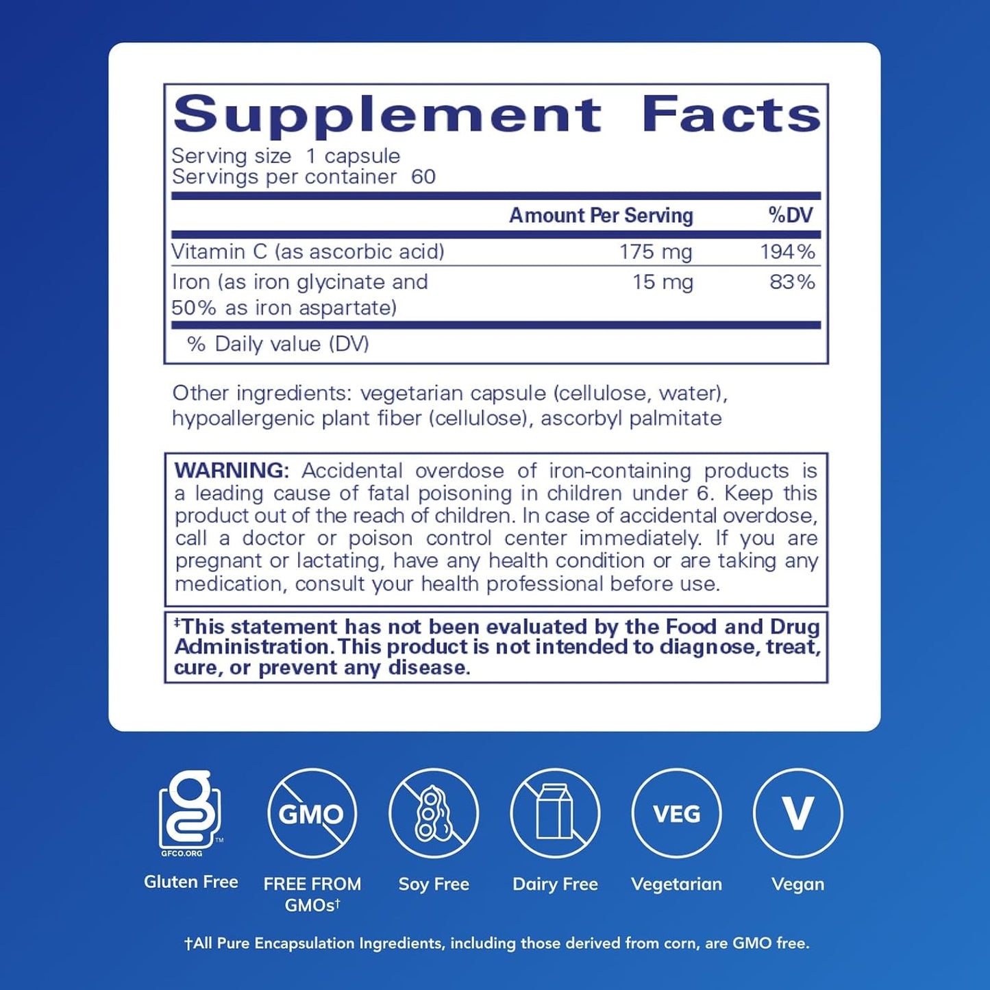Pure Encapsulations Iron-C (60 Capsules)