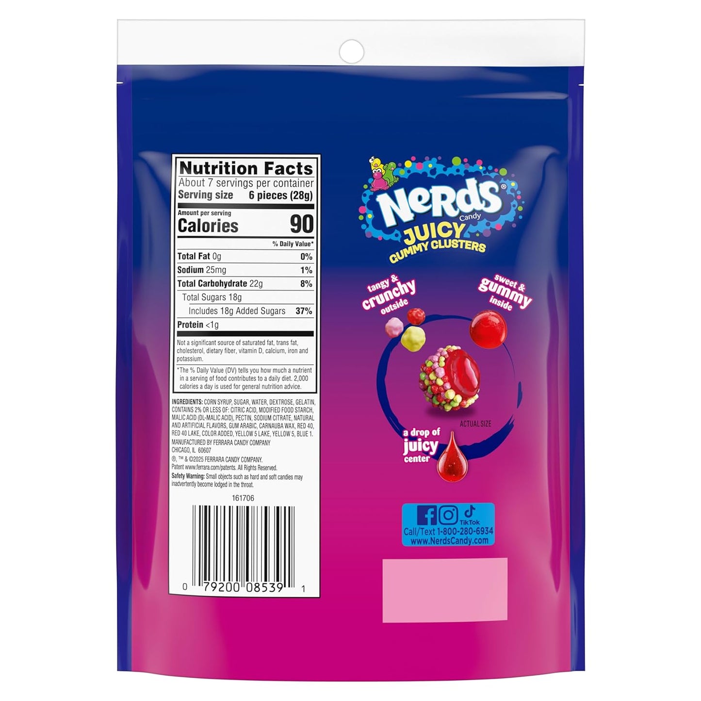 NERDS Juicy Gummy Clusters Strawberry Punch Candy 7.2 oz Bag