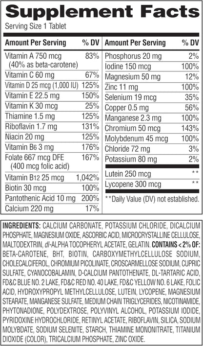 Equate Mature Adult 50+ Multivitamin Tablets One Daily Complete Formula 220 Count Pack of 2