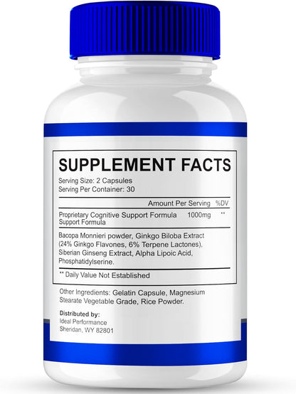 Neuro Clean Brain and Memory Support Supplement Capsules 60 Count