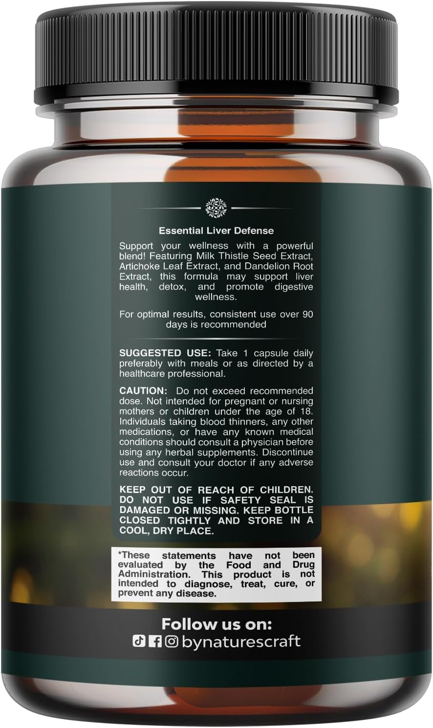 Milk Thistle Liver Support Capsules Dandelion Artichoke Extract 60 Count