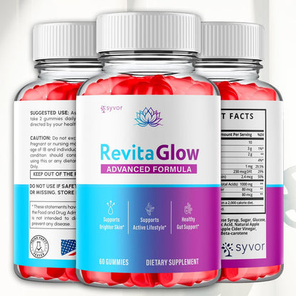 RevitaGlow Gummies with Apple Cider Vinegar & Beauty Vitamins 120 Gummies (2 Pack)