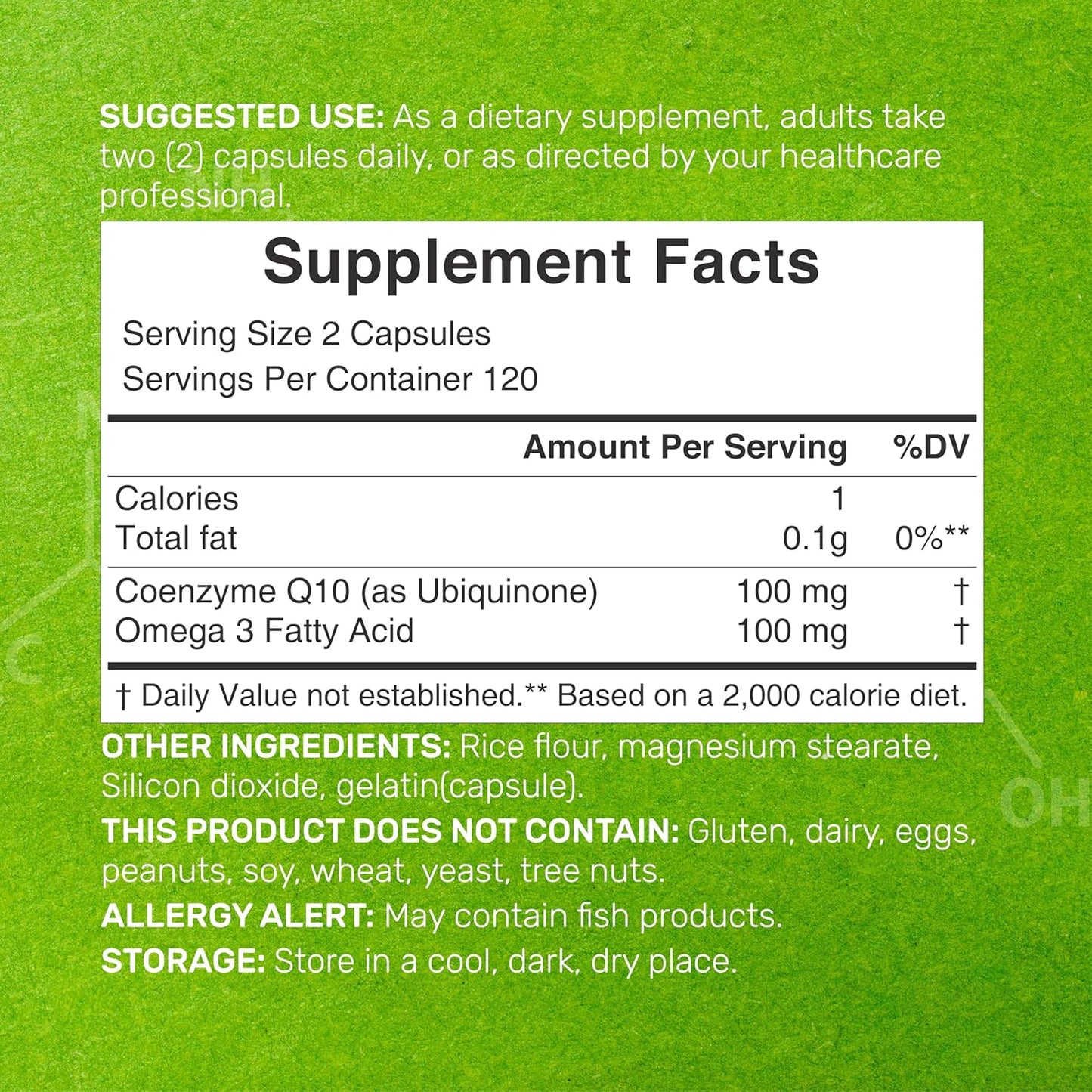 Deal Supplement CoQ10 100 mg with Omega-3 100 mg Capsules – 240 Count, Non-GMO