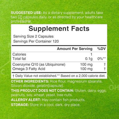 Deal Supplement CoQ10 100 mg with Omega-3 100 mg Capsules – 240 Count, Non-GMO