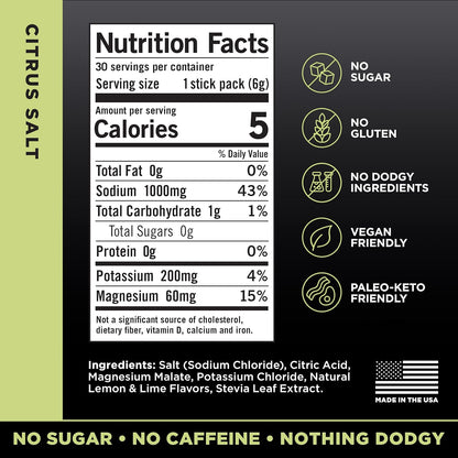 LMNT Zero Sugar Electrolytes Citrus Salt Drink Mix 30 Count