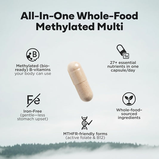 Wild Methylated Multivitamin Capsules for Women & Men with B12, Folate and CoQ10 60 Count