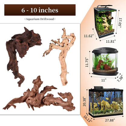 Majoywoo Natural Driftwood Aquarium and Reptile Decor Branches 3 Piece