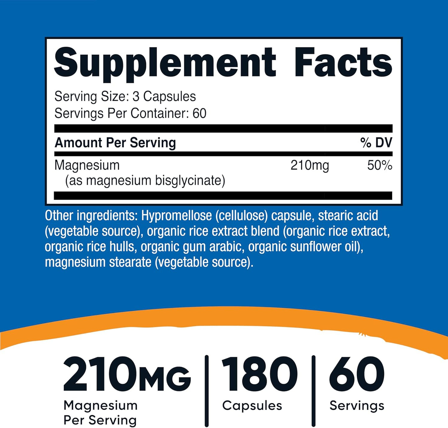 Nutricost Magnesium Glycinate Capsules 210 mg per Serving 180 Count