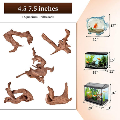 Majoywoo Natural Coral Driftwood Aquarium Decor Assorted Branches 5 Piece