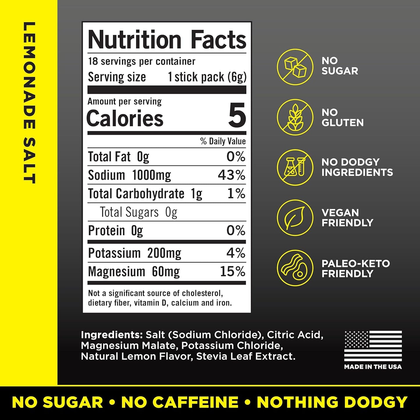 LMNT Zero Sugar Electrolytes Lemonade Drink Mix 18 Count