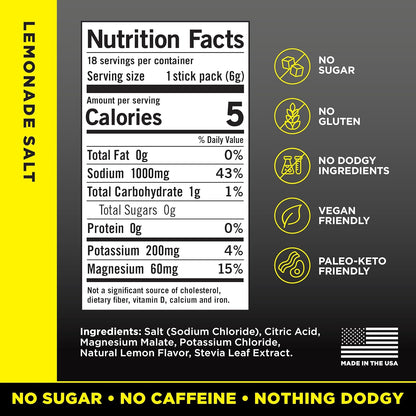 LMNT Zero Sugar Electrolytes Lemonade Drink Mix 18 Count