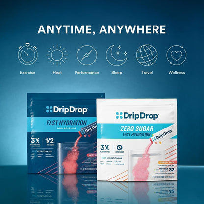 DripDrop Hydration Electrolyte Powder Drink Mix Variety Pack 32 Stick Packets