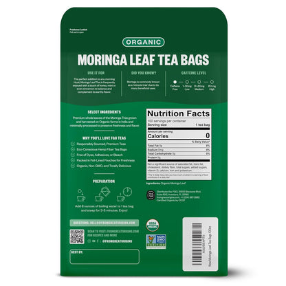 FGO Organic Moringa Tea Bags Caffeine Free 100 Count