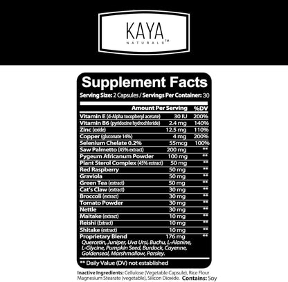 Kaya Naturals Prostate Support Saw Palmetto DHT Blocker Hair Sleep 60 Capsules