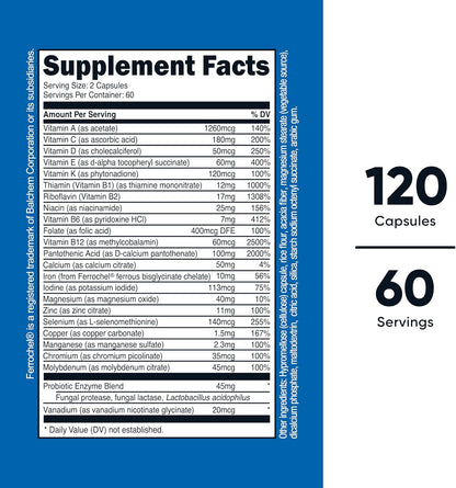 Nutricost Multivitamin with Probiotics 120 Vegetarian Capsules