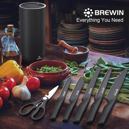 Brewin Kitchen Knife Set with Universal Knife Block Dishwasher Safe