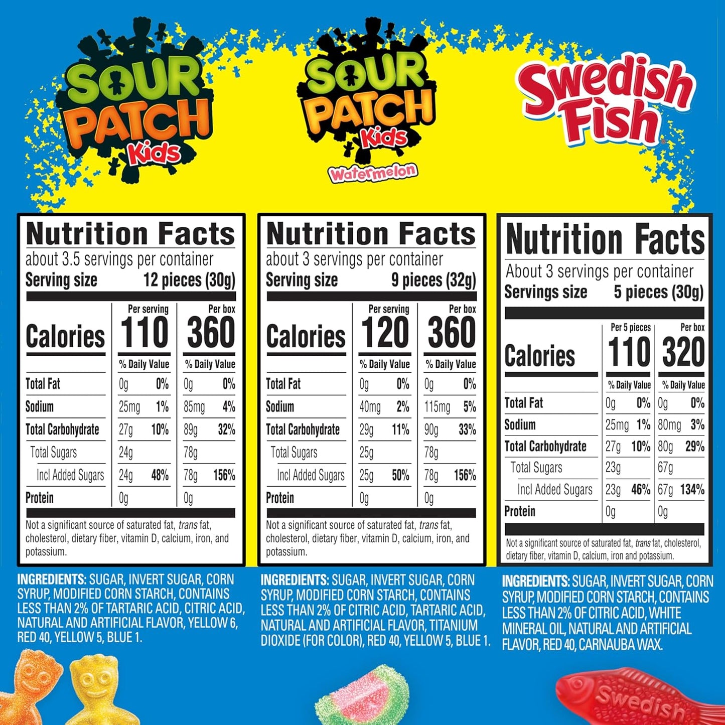 SOUR PATCH KIDS & SWEDISH FISH Soft & Chewy Candy Variety Pack 15 Boxes