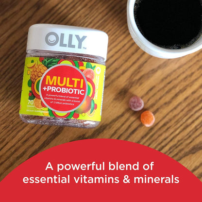 OLLY Multi + Probiotic Adult Multivitamin Gummies 1 Billion CFU Tropical Twist 70 Count