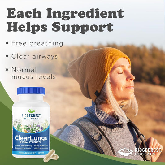 RidgeCrest Herbals ClearLungs Extra Strength Vegan Capsules 60 Count