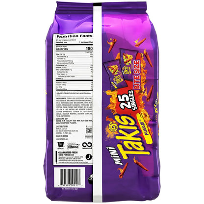 Takis Fuego Mini Hot Chili Pepper & Lime Rolled Tortilla Chips 25 Pack 1.23 oz Each