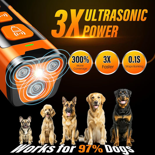 Dog Bark Deterrent Device Ultrasonic 3X 6 Modes 23 ft Range Rechargeable