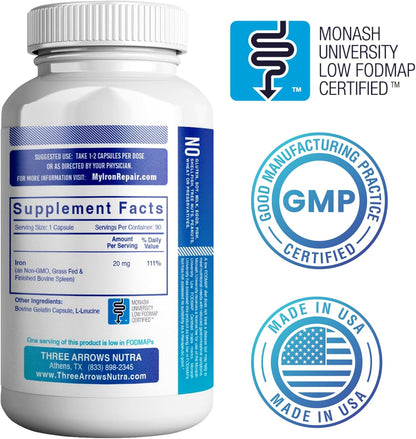 Iron Repair Simply Natural Iron Supplement Low FODMAP Capsules 90 Count