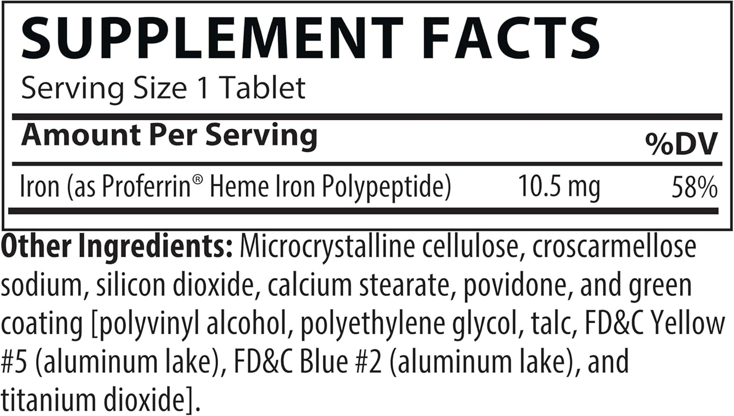 Proferrin ES Heme Iron Polypeptide Supplement 10.5 mg Tablets 90 Count