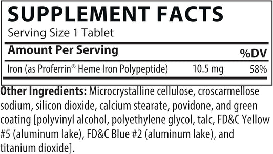 Proferrin ES Heme Iron Polypeptide Supplement 10.5 mg Tablets 90 Count