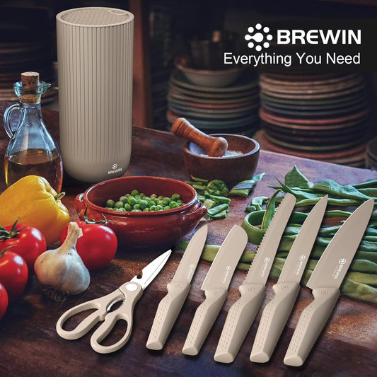 Brewin Kitchen Knife Set with Universal Knife Block Dishwasher Safe