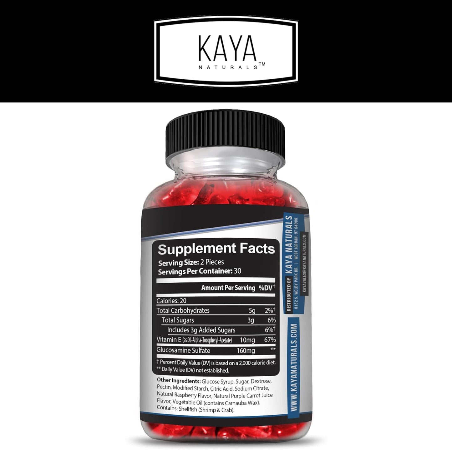 Kaya Naturals Mobility Care Gummies Glucosamine Flexibility Support 60 Count