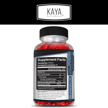 Kaya Naturals Mobility Care Gummies Glucosamine Flexibility Support 60 Count