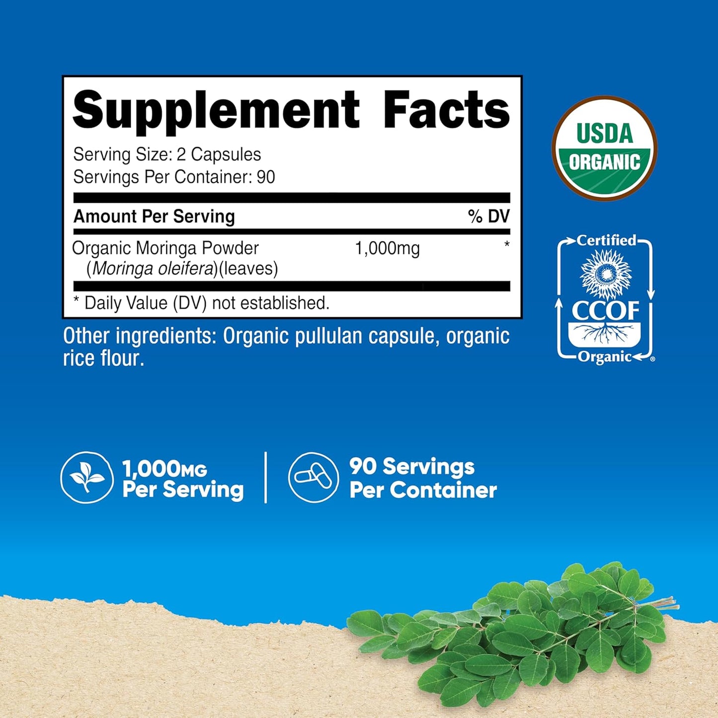 Nutricost Moringa Capsules 500 mg Non-GMO Gluten-Free 180 Count
