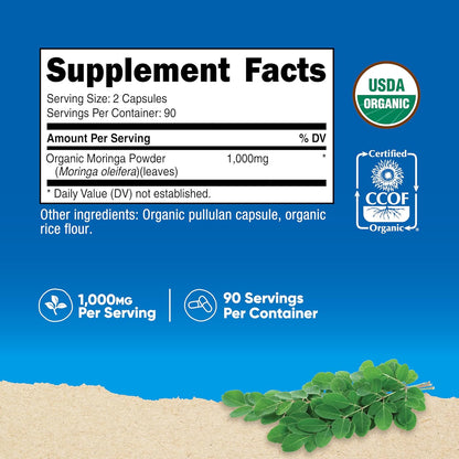 Nutricost Moringa Capsules 500 mg Non-GMO Gluten-Free 180 Count