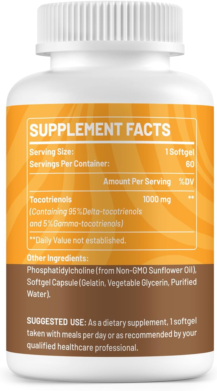 Liposomal Vitamin E Tocotrienols 1000 mg 95% Delta 5% Gamma Capsules