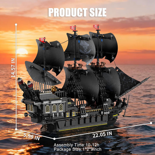 Pirate Ship Building Sets with Lights,MOC Black Pearl Ships Building Blocks for Adults,Pirate Boat Building Toys,Collectible for Home Decor,Valentine Day Birthday Gift for Boys 8-14(2288Pcs)
