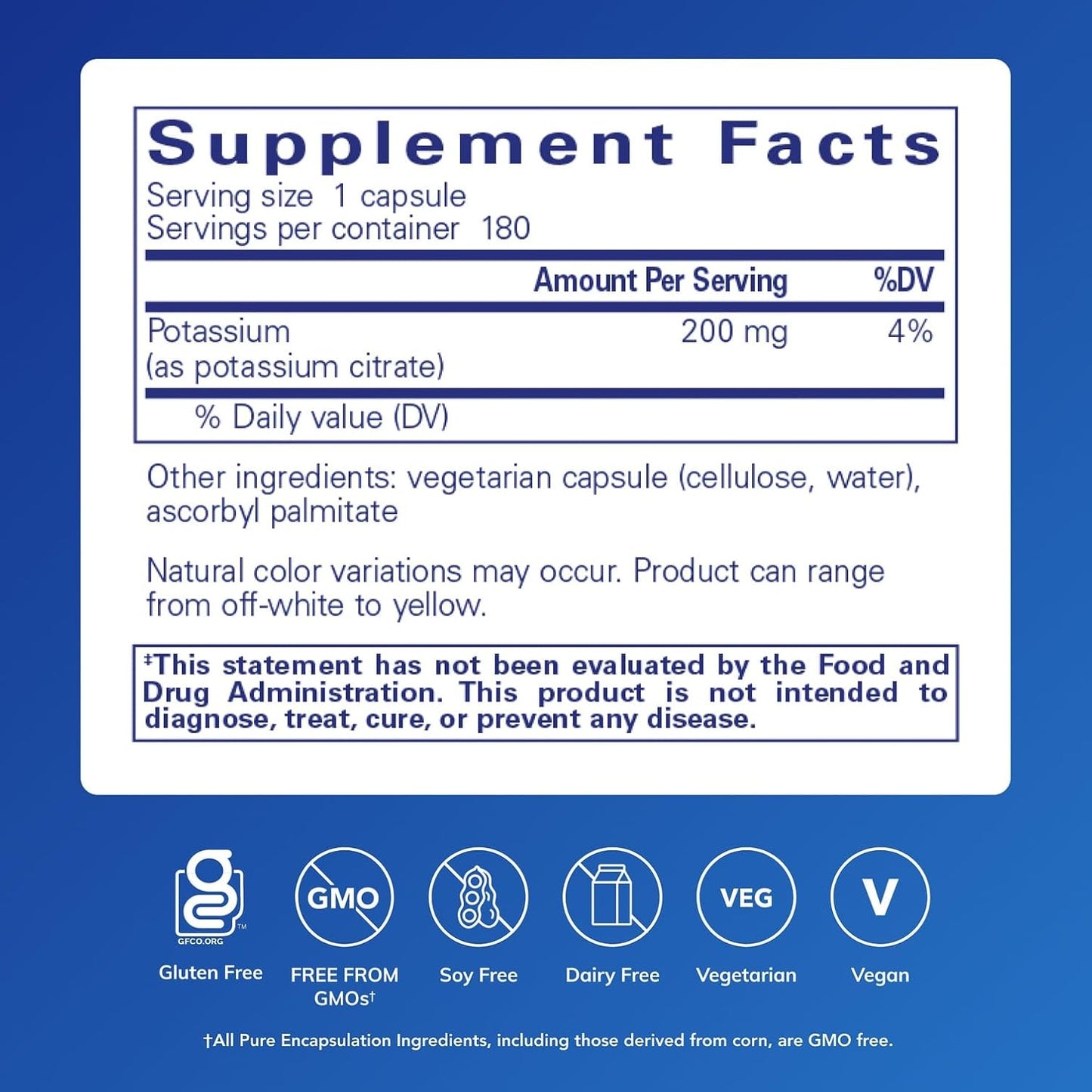 Pure Encapsulations Potassium Citrate (180 Capsules)