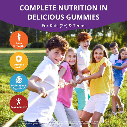 NuBest Tall Kids Gummies Calcium Vitamin D3 K2 Magnesium Zinc B Complex Berry Flavor