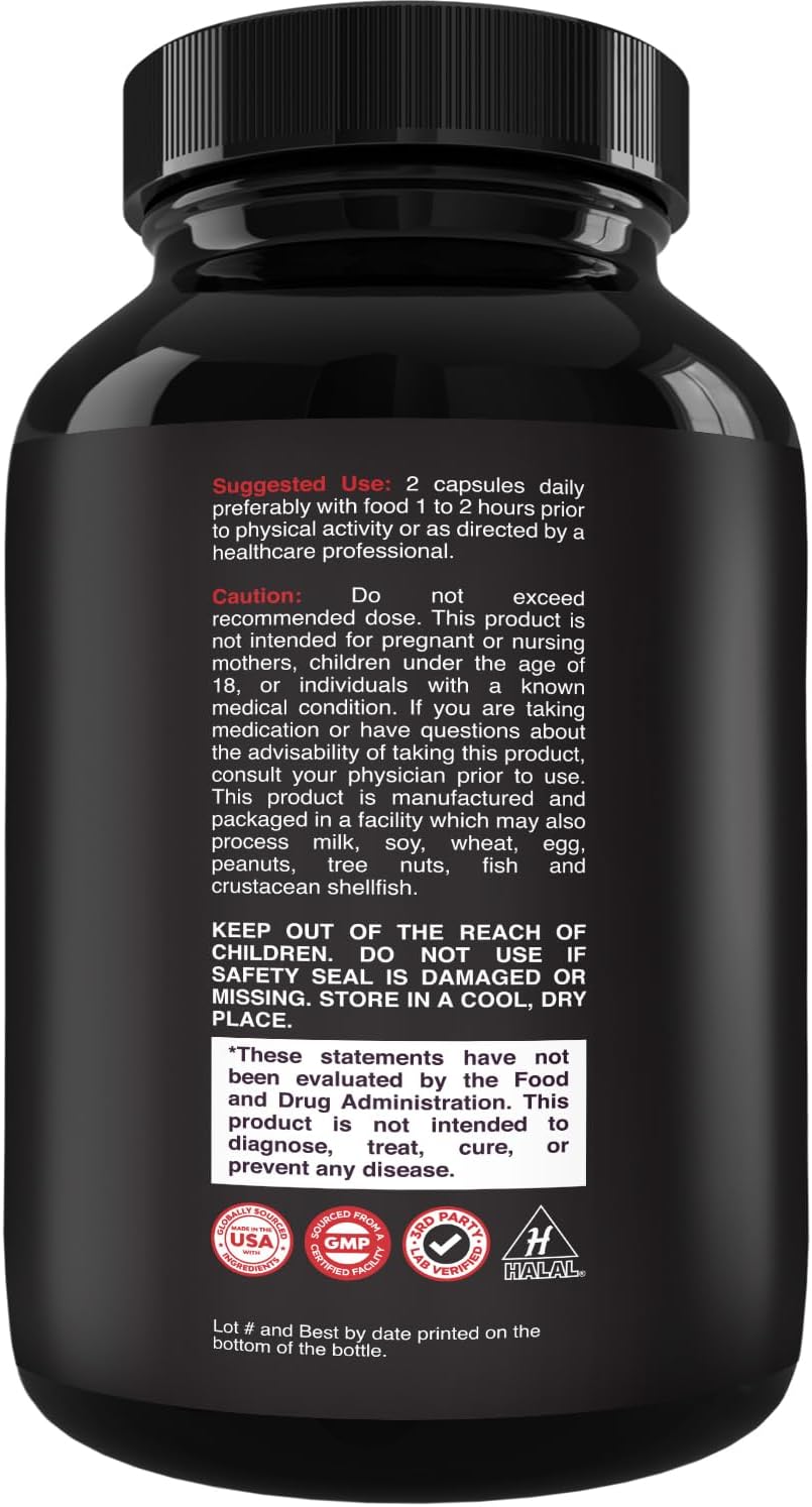 Extra Strength Testosterone Booster Capsules Horny Goat Weed Tongkat Ali 60 Count