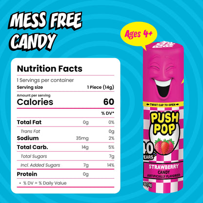 Push Pop Assorted Fruit Flavored Candy Lollipops 24 Count Variety Pack
